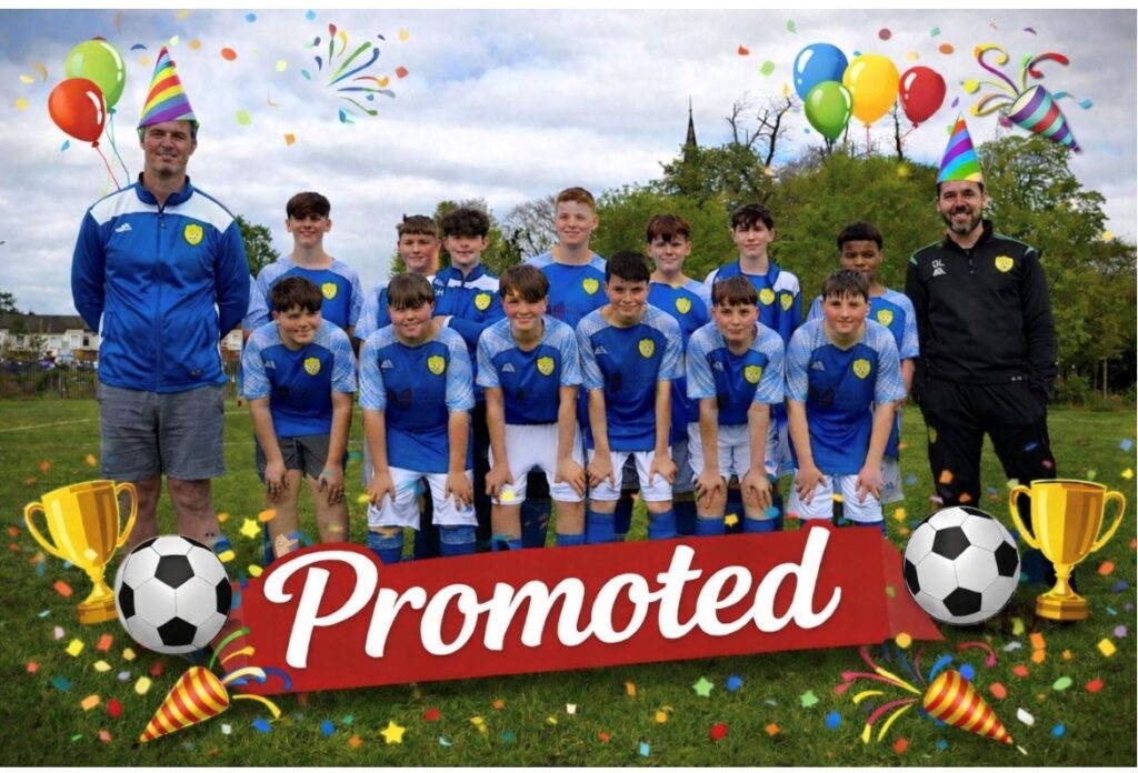 Colton Under-13s in WM Dodgson-sponsored kit following promotion success.